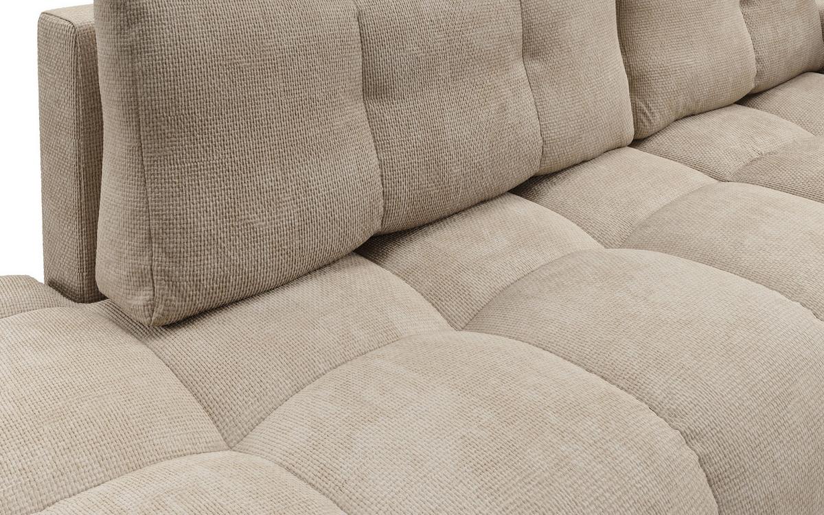 ECKSOFA DUCA R-S Beige Chenille mit Schlaffunktion - Sandfarben, Holz (266.5/266.5cm) - MASSENO
