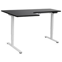 ECKSCHREIBTISCH elektrisch höhenverstellbar 160/109 cm Schwarz/Weiß linksseitig Destines - Schwarz/Weiß, Holzwerkstoff/Metall (109/160/60cm) - Beliani