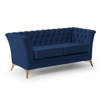 CHESTERFIELD-SOFA 2-sitzer Whitby Marineblau Samt mit goldenen Füßen - Goldfarben/Dunkelblau, Holz/Textil (175/78/82cm) - S-Style Möbel