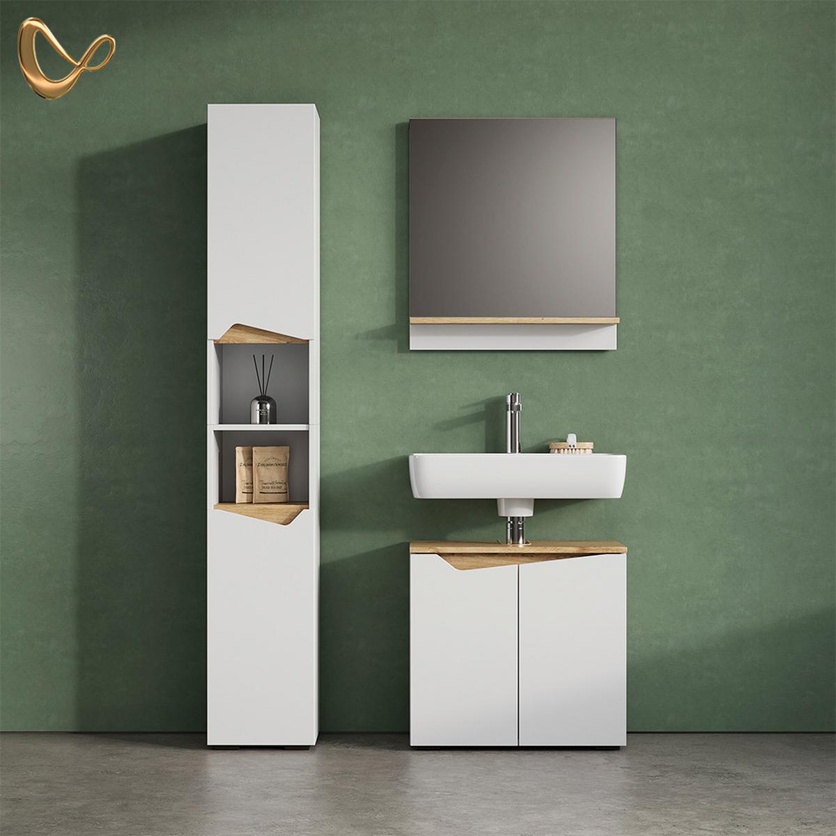 WASCHBECKENUNTERSCHRANK Timavo Weiß 60 x 57.5 cm mit 2 Türen - Weiß, Holzwerkstoff (60/57.5/35cm) - Livinity®