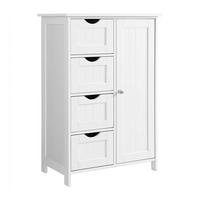MIDISCHRANK mit 1 Tür und 4 Schubladen - L55cm - Weiß, Holzwerkstoff (30/81/15.5cm) - Calicosy