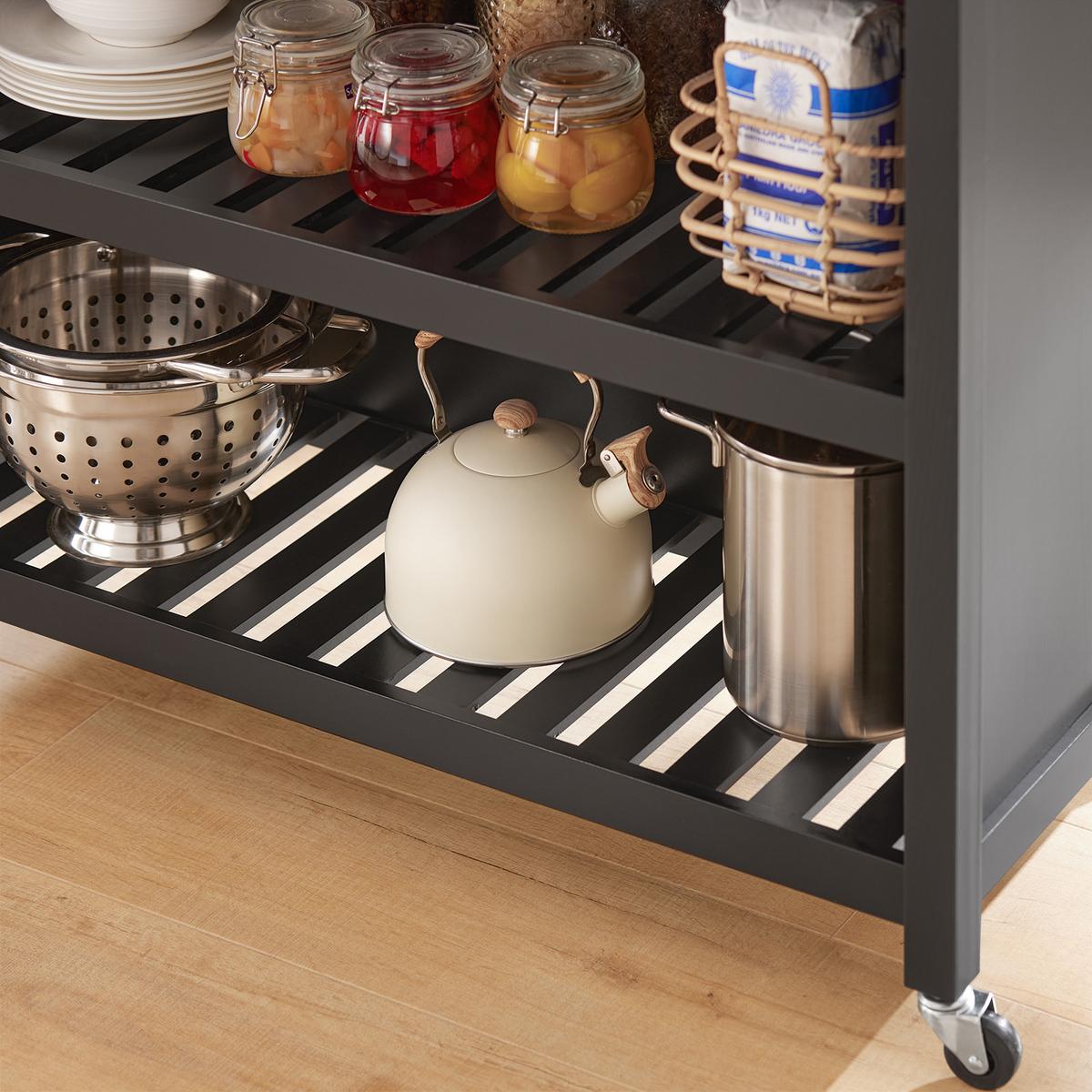 KÜCHENINSEL rollbar Schwarz - Schwarz, Holzwerkstoff (100/94/60cm) - SoBuy