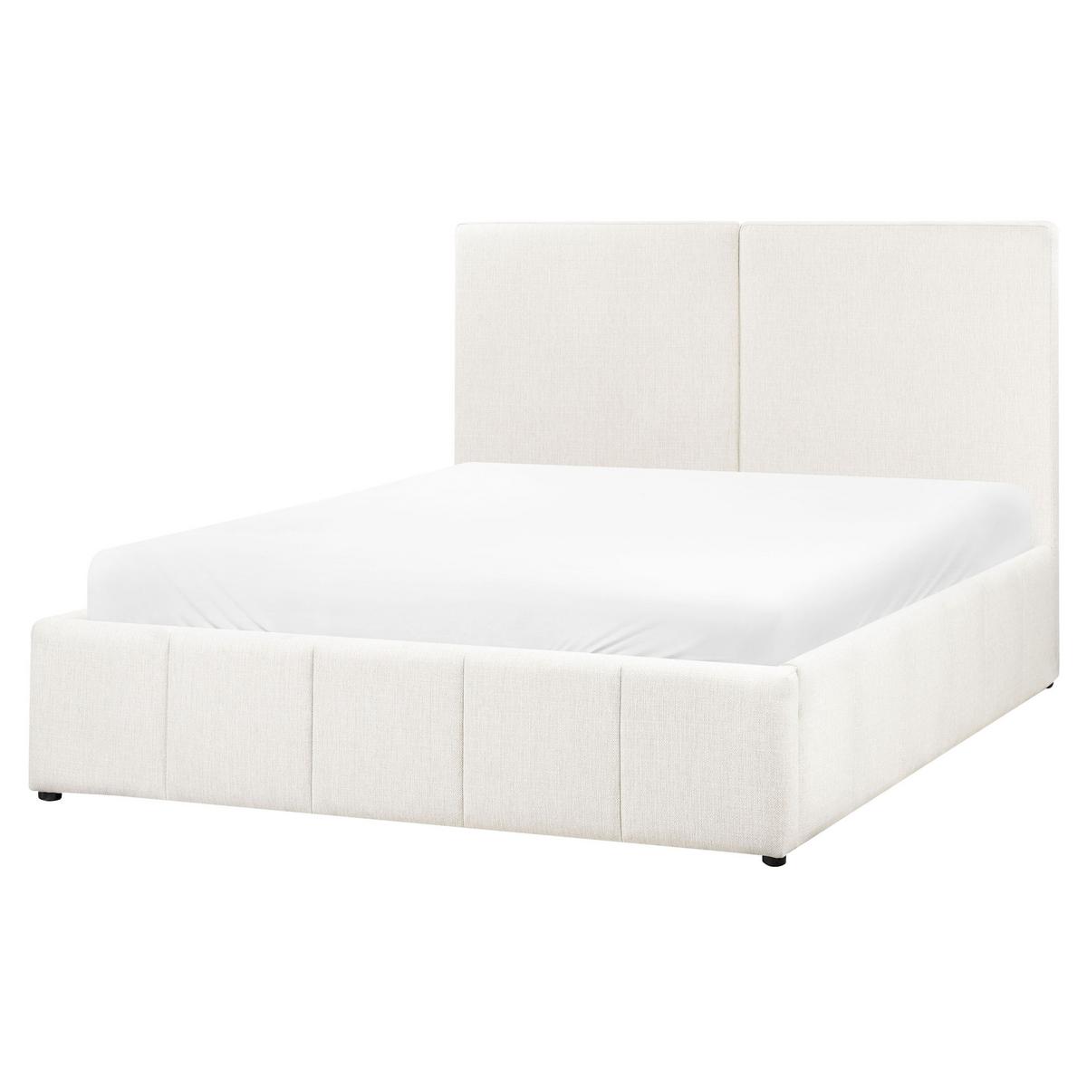 BETT mit Stauraum 160/200 cm Stoff Cremeweiß Castelnavet - Creme, Textil (160/200cm) - Beliani