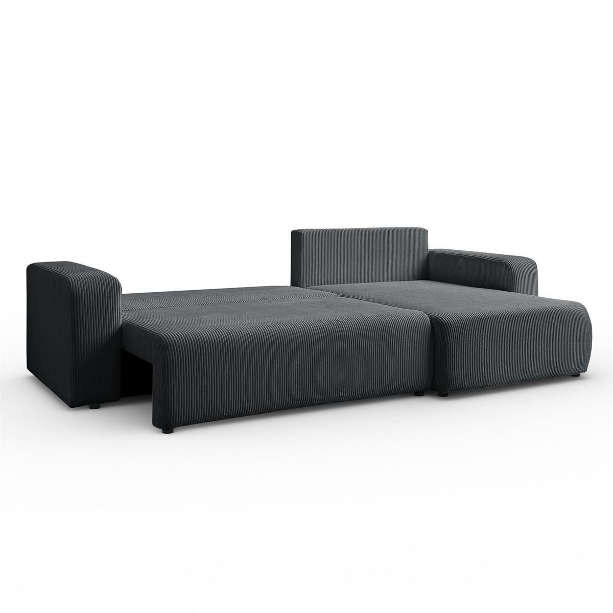 ECKSOFA Gepolstertes PRESTIGE XL mit Schlaffunktion und Bettkasten, Poso 34 - Dunkelgrau, Textil (277/143cm) - Lookway