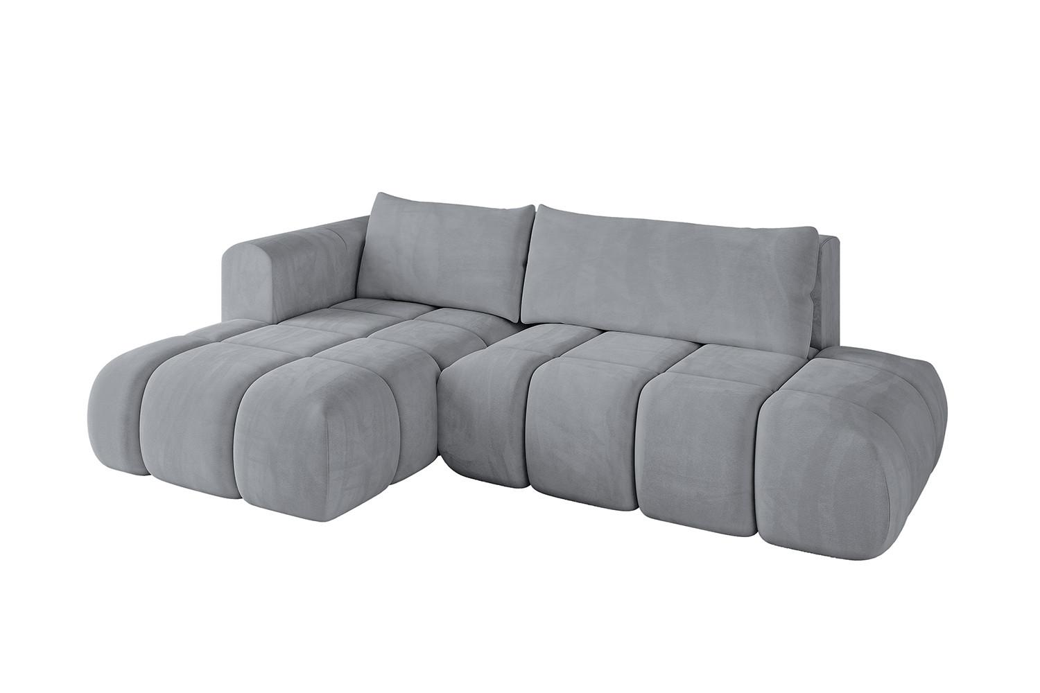 ECKSOFA Ottomane Links CLOUD-L 280x185x90 Hellgrau Velours - Hellgrau, Holzwerkstoff/Kunststoff (180/289cm) - ALTDECOR