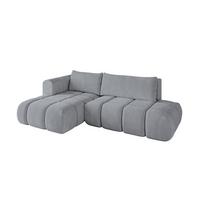 ECKSOFA Ottomane Links CLOUD-L 280x185x90 Hellgrau Velours - Hellgrau, Holzwerkstoff/Kunststoff (180/289cm) - ALTDECOR