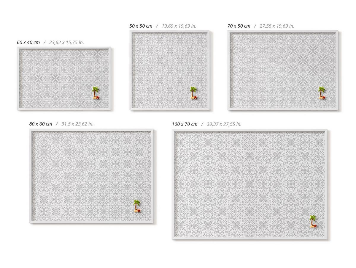 MAGNETTAFEL 60x40 cm Weißer Rahmen Regulares Ornamentmuster - Anthrazit, Metall (60/50/0.4cm) - TULUP