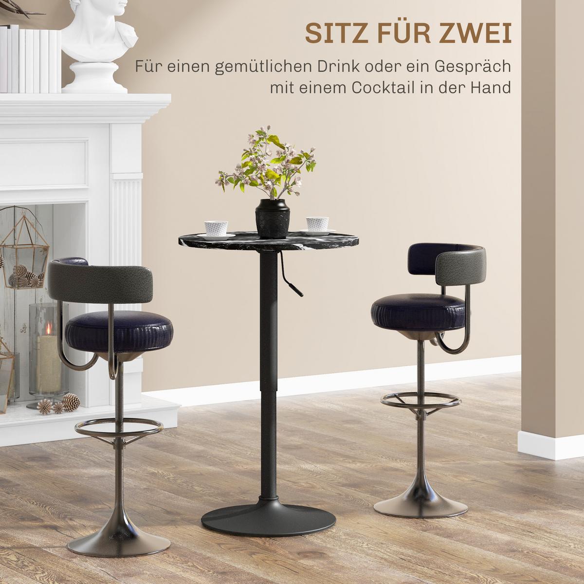 BARTISCH Stehtisch Runder Esstisch für 2 Personen, Schwarz, Ø60 x 68-93,5cm - Schwarz, Holzwerkstoff (60/60/93.5cm) - HOMCOM