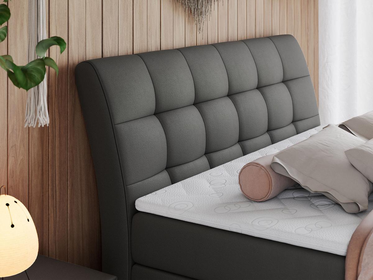 BOXSPRINGBETT GOLD-10 KING 160/200 Dunkelgrau Kunstleder - H3 - Dunkelgrau, Holz/Textil (160/200cm) - MKS