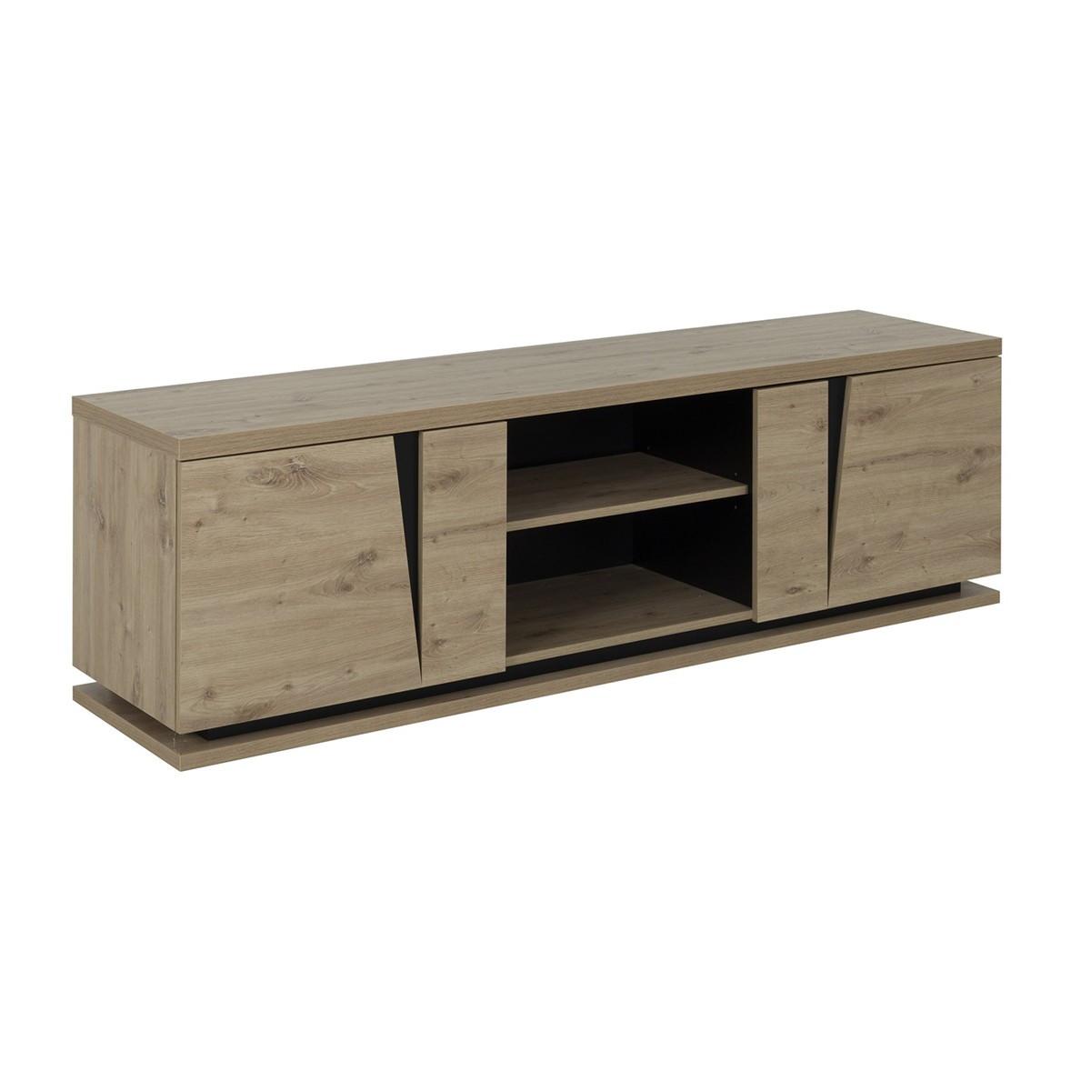 TV-MÖBEL 2 Türen Crack - Französische Herstellung - 181/45/54 cm - Eschefarben, Holzwerkstoff (45/54/203cm) - Calicosy