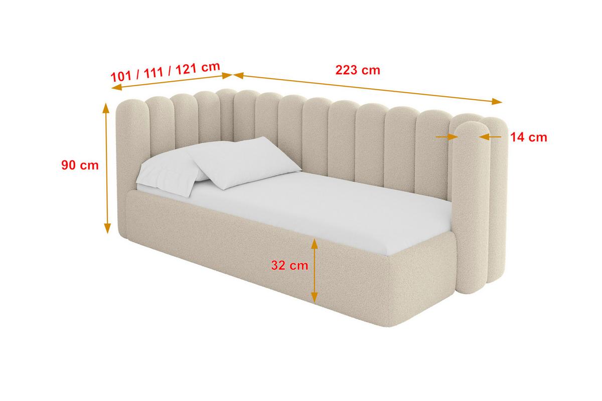 EINZELLBETT Jugendbett mit Bettkasten und Matratze H3/H4, Rechts - HUGY 100x200 Dunkelbeige - Mokka, Holzwerkstoff/Textil (100/200cm) - ALTDECOR
