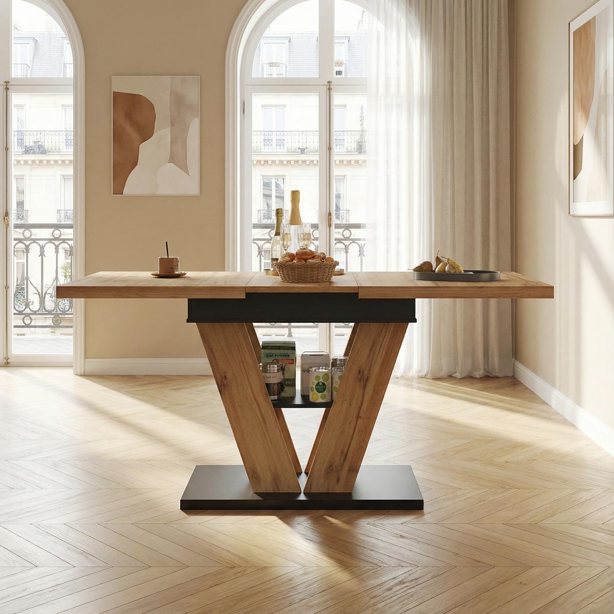 ESSTISCH Ausziehbar 110-140 cm Natural Wood mit verstecktem Staufach - Grau, Holzwerkstoff (80/110/75cm) - Urban Meuble