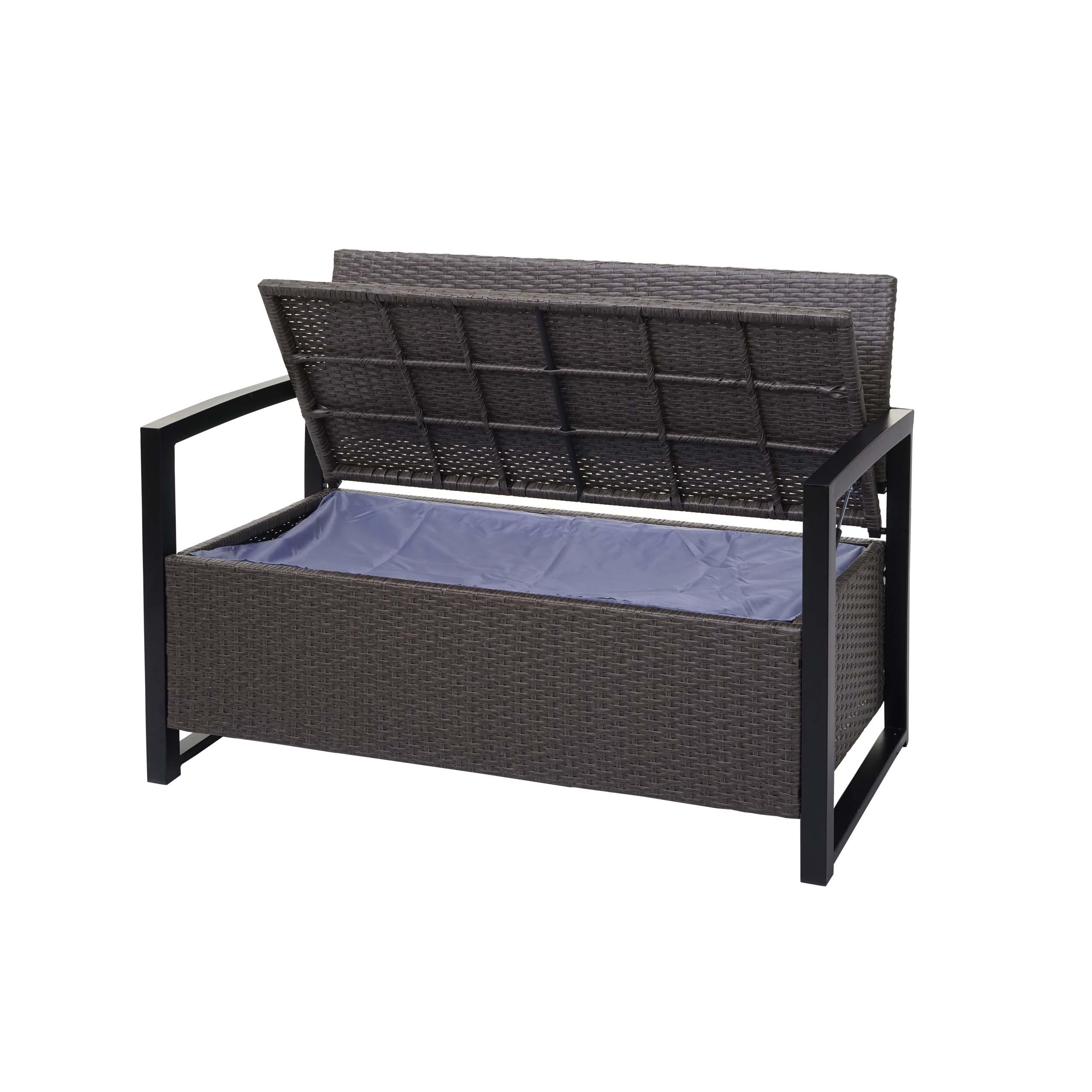 POLY-RATTAN 2ER SITZBANK Hellgrau, Cremeweiß - Hellgrau/Weiß, Kunststoff (117/87/57cm) - MCW