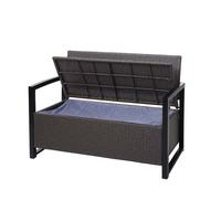 POLY-RATTAN 2ER SITZBANK Hellgrau, Cremeweiß - Hellgrau/Weiß, Kunststoff (117/87/57cm) - MCW
