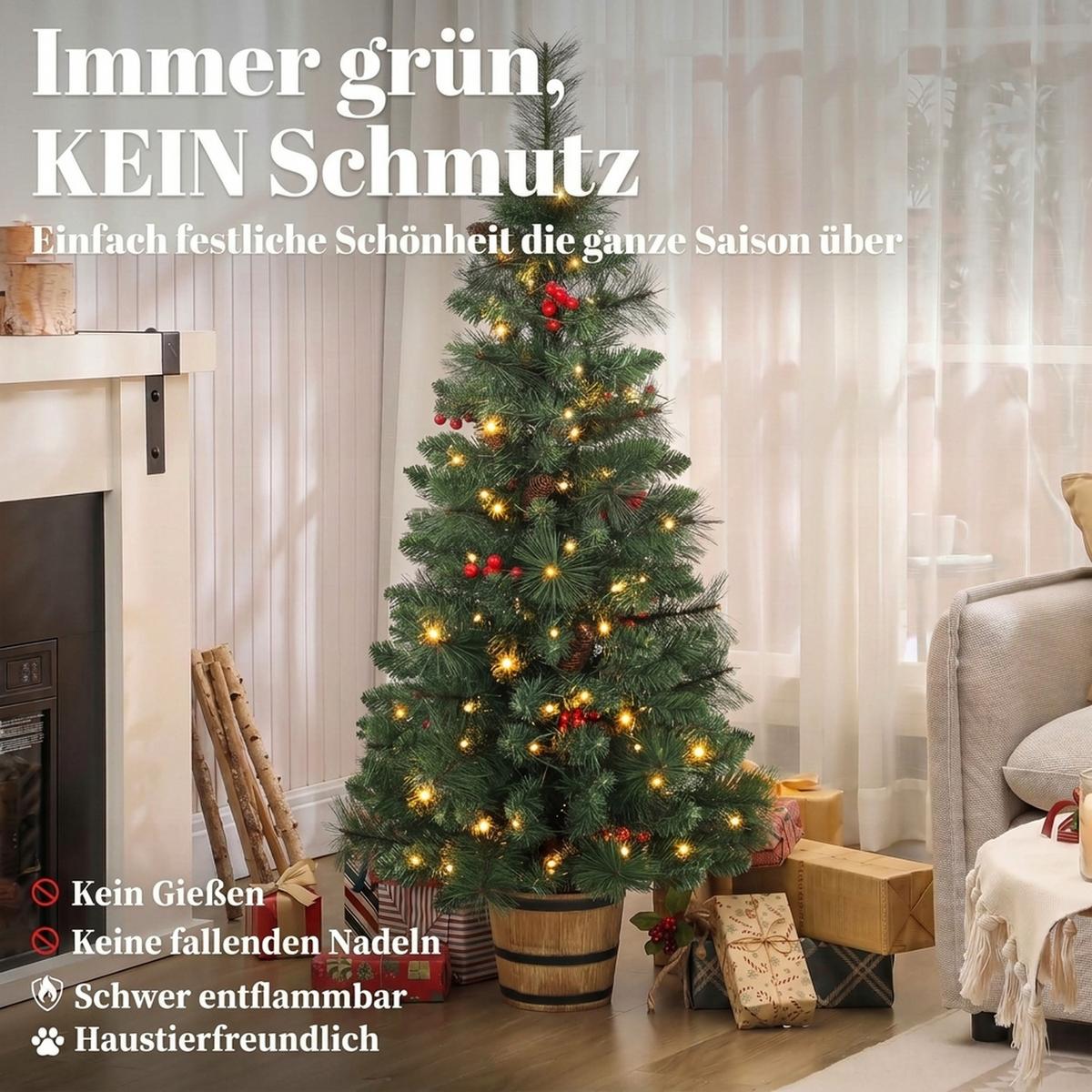 WEIHNACHTSBAUM-MIT-LICHT PVC Stahl Grün - Grün, Kunststoff (120cm) - HOMCOM