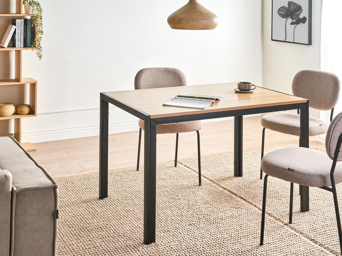 ESSTISCH Braun/Schwarz 120/80 cm Mann - Hellbraun, Holzwerkstoff (120/80/75cm) - Beliani