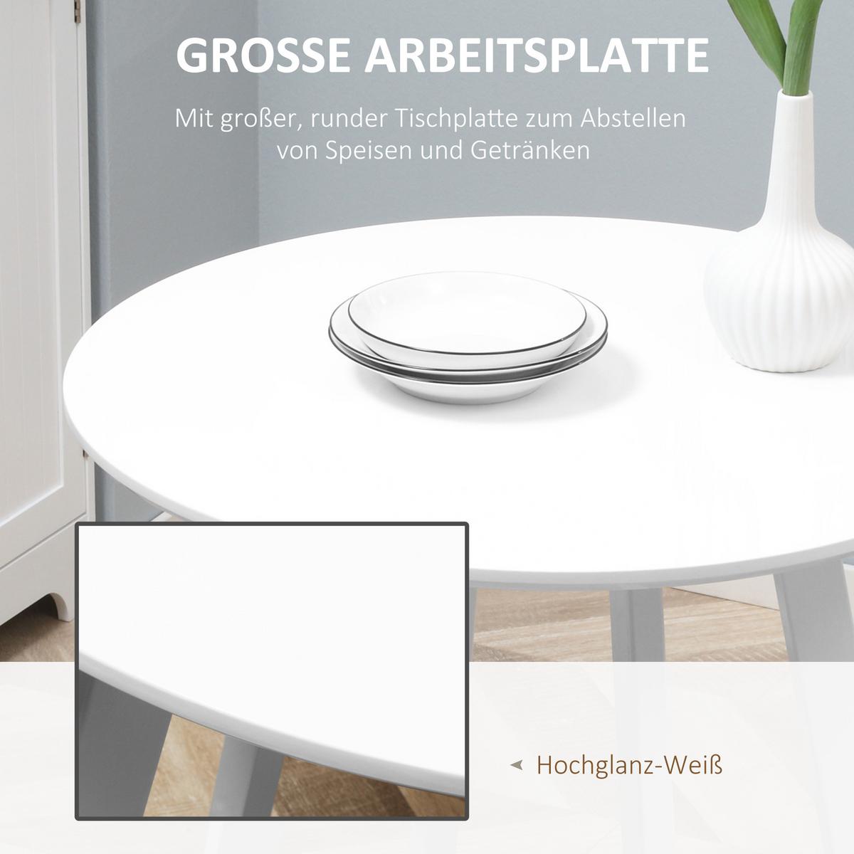 ESSTISCH Runder Küchentisch Esszimmertisch mit abgeschrägten Beinen Weiß - Weiß, Kunststoff (72/72/75cm) - HOMCOM