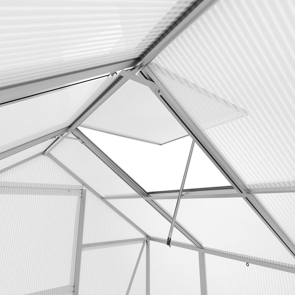 GEWÄCHSHAUS 7,2 m² inkl. Fundament 190x190x198 cm - Silberfarben, Metall (190/198/372cm) - Juskys