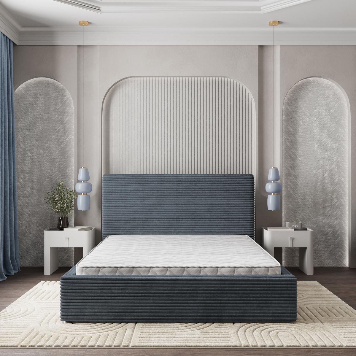 POLSTERBETT MIRETTI 120x200 cm mit Bettkästen - Grau - Grau, Holz/Textil - MASSENO
