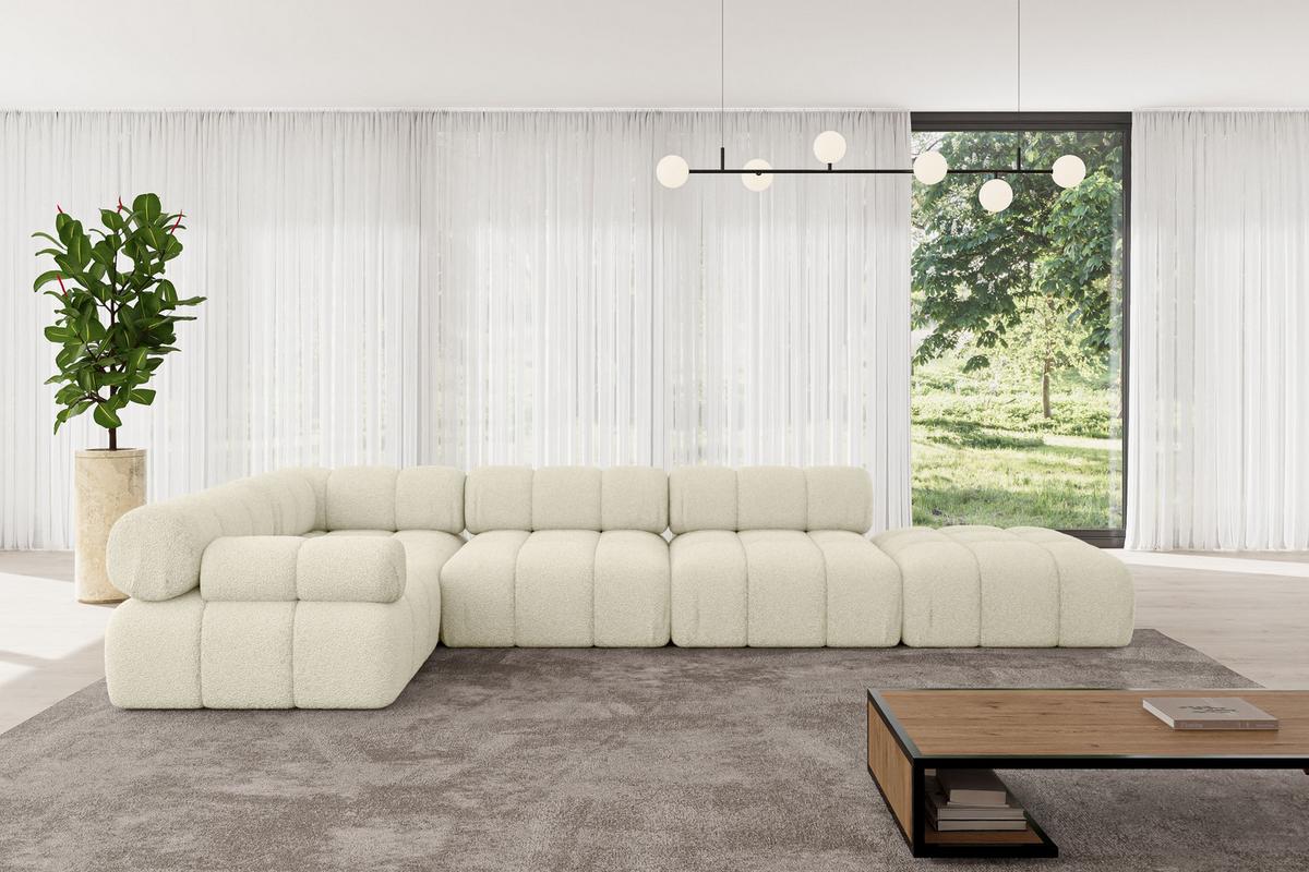 ECKSOFA modulares Sofa Felto-L2 - 380x190x70 cm Beige Bouclé - Beige, Holzwerkstoff/Textil (380/190cm) - ALTDECOR
