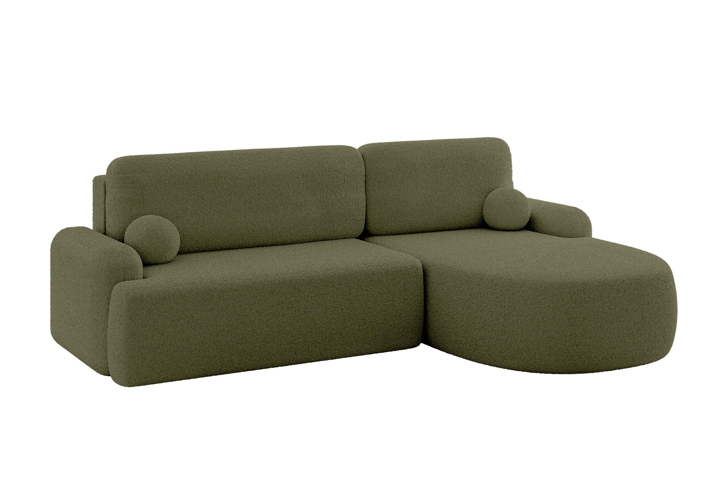 ECKSOFA mit Schlaffunktion und Bettkasten LIRA-L - 264x172x89 Grün - Grün, Holzwerkstoff/Textil (172/264cm) - ALTDECOR