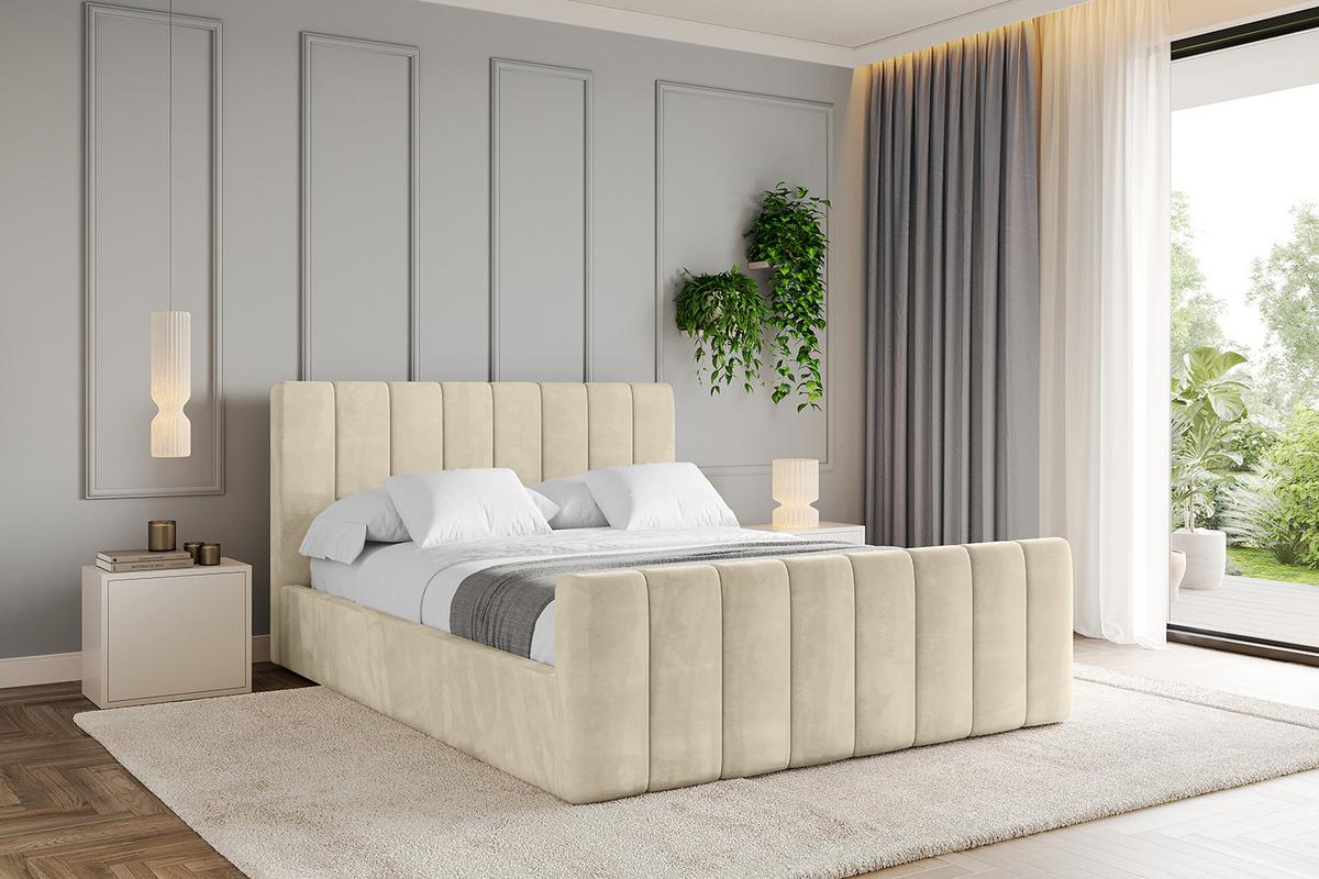 POLSTERBETT mit Bettkasten, Fußteil und Lattenrost, Boxbett mit Matratze H3/H4 - STERA-Z 160x200 Beige - Cappuccino, Holzwerkstoff/Textil (160/200cm) - ALTDECOR