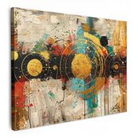 LEINWANDBILD Abstrakt - Kunst - Gold - Modern Wanddeko Schlafzimmer 70x50 cm - Multicolor, Textil (70/50cm) - MuchoWow