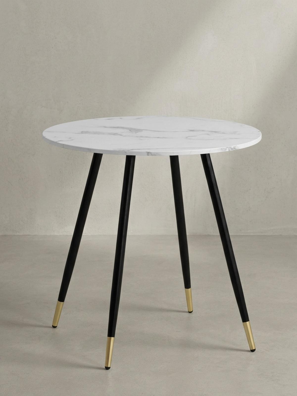 ESSTISCH Marmoroptik Metall Rund Modern, Weiß 75x75x76 cm - Goldfarben/Weiß, Holzwerkstoff/Metall (75/75/76cm) - KADIMA DESIGN
