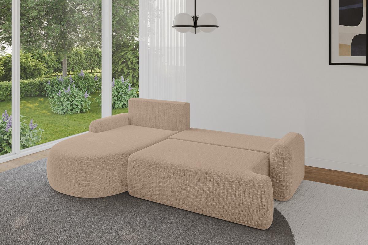 ECKSOFA mit Schlaffunktion und Bettkasten LIRA-L - 264x172x89 Dunkelbeige - Sahara, Holzwerkstoff/Textil (264/172cm) - ALTDECOR