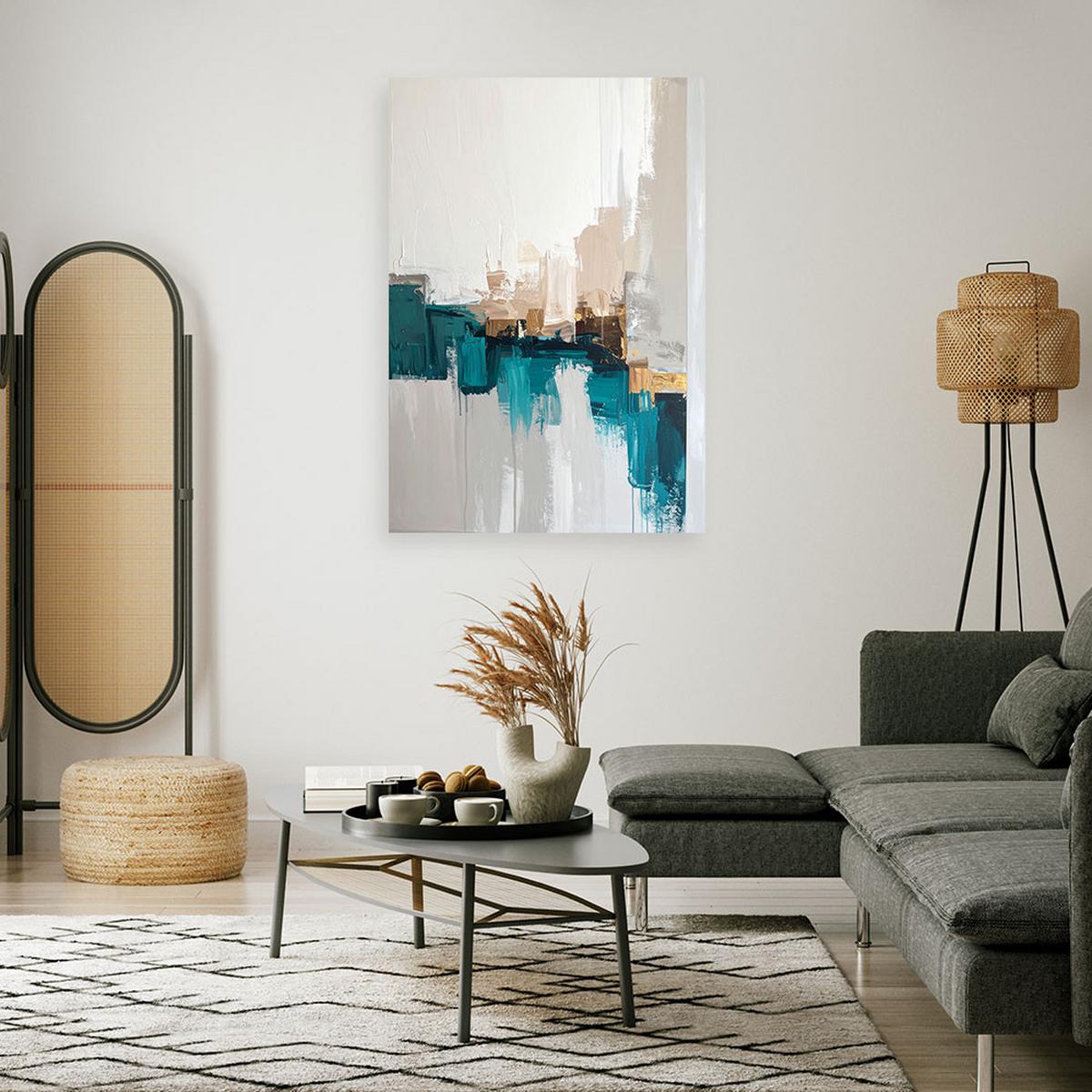 BILD auf Leinwand, Türkisfarbene Abstrakt - Türkis, Textil (80/120cm) - Feeby