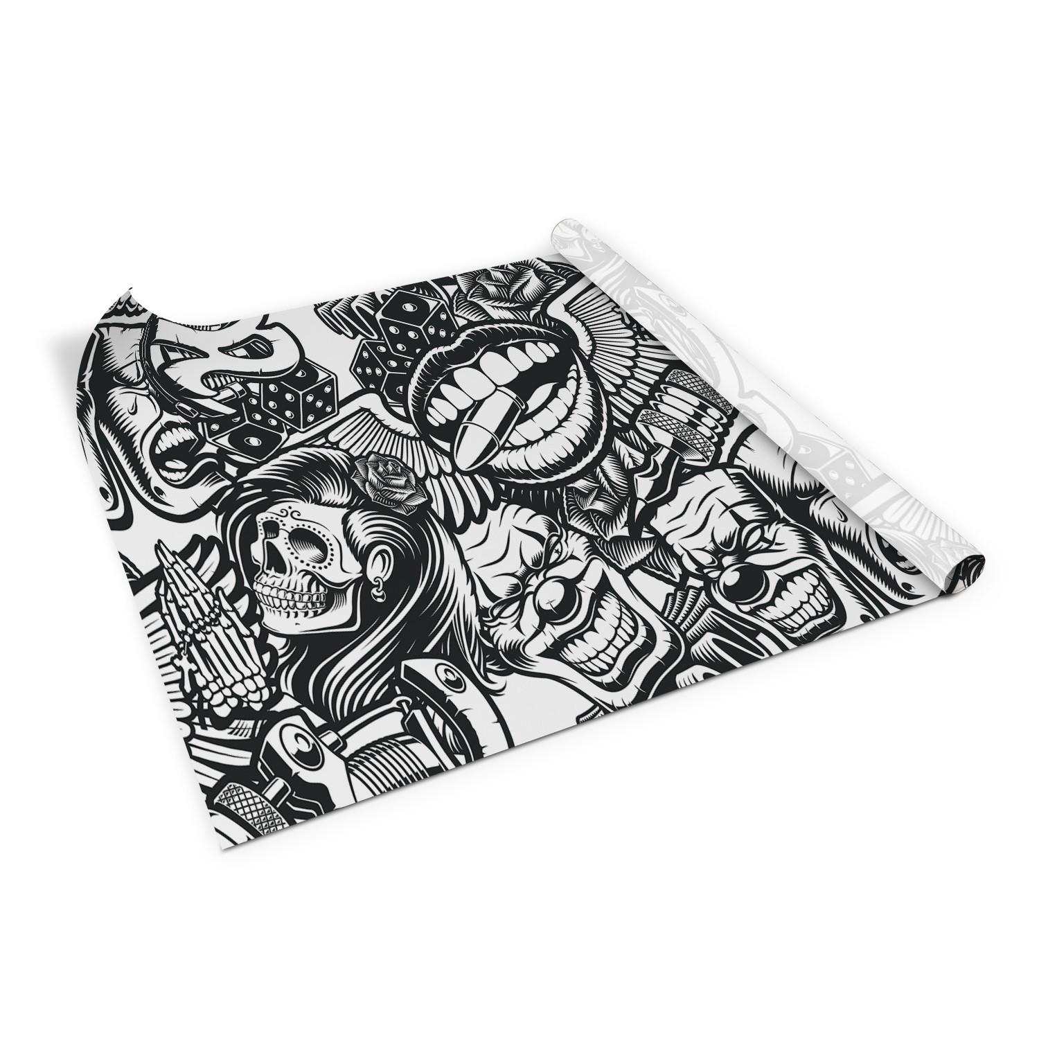 MÖBELAUFKLEBER 100x50 cm Totenkopf-Tattoo - Schwarz, Kunststoff (100/50/50cm) - TULUP