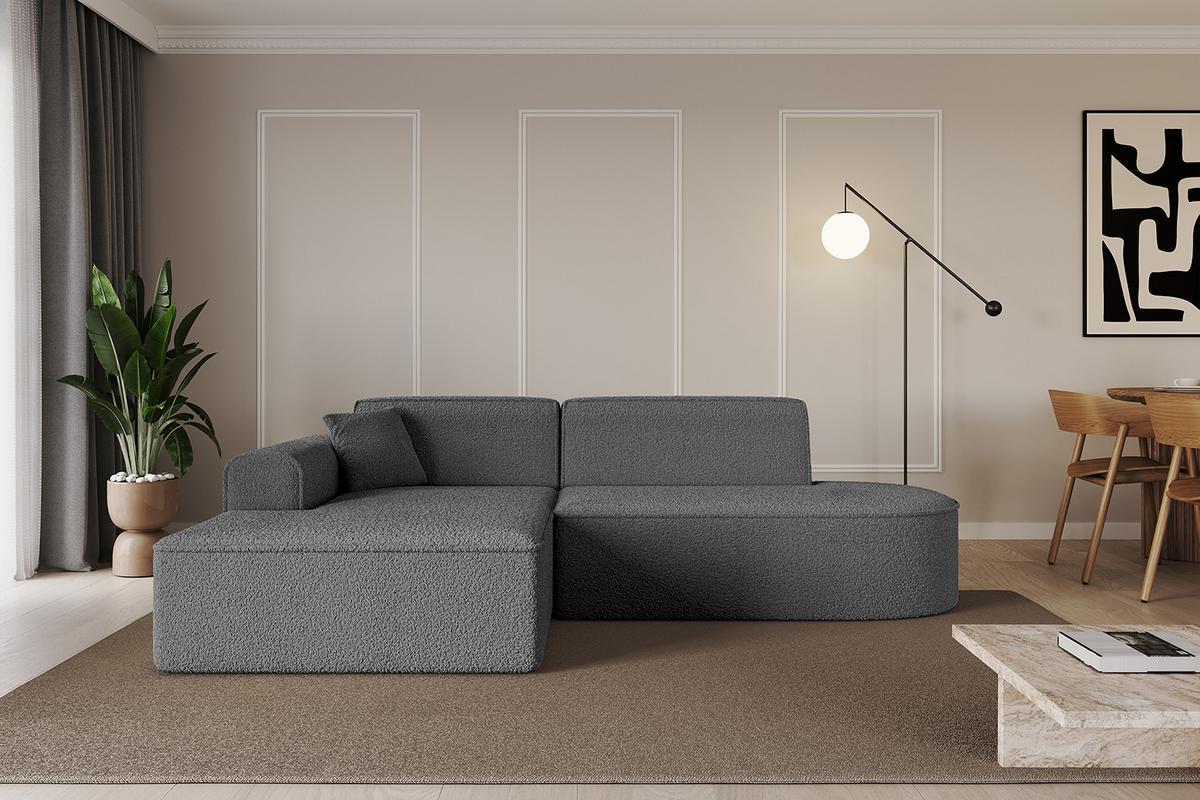 ECKSOFA Ottomane Links IREA-L1-v3 - 232x165x77 cm Grau - Olivgrün, Holzwerkstoff/Textil (232/165cm) - ALTDECOR
