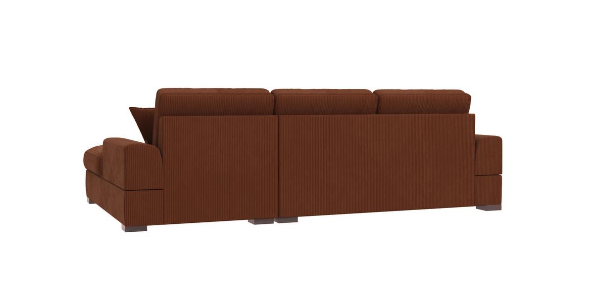 ECKSOFA Saga Terrakotta Cord - Terracotta/Schwarz, Holz/Buchenholz (306/184cm) - S-Style Möbel