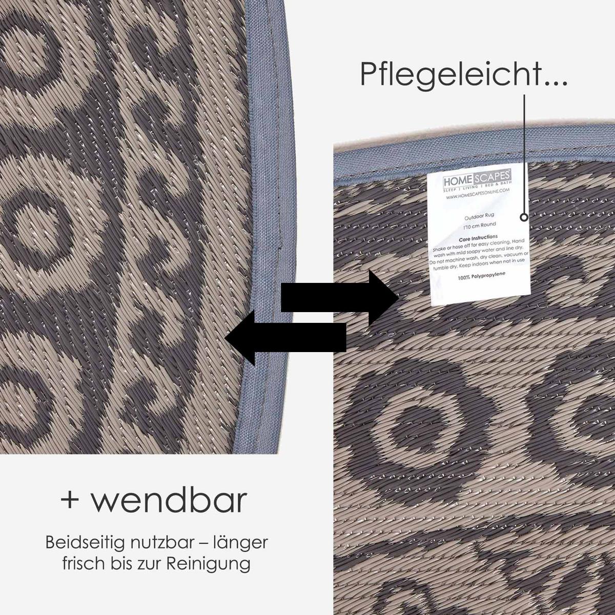 OUTDOORTEPPICH Mandala-Muster rund 170 cm - Schwarz, Kunststoff (170/170cm) - Homescapes