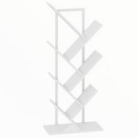 BÜCHERREGAL Standregal mit 7 Ebenen Schmal Regal im Baumform Weiß - Weiß, Holzwerkstoff/Metall (24/109/50cm) - HOMCOM