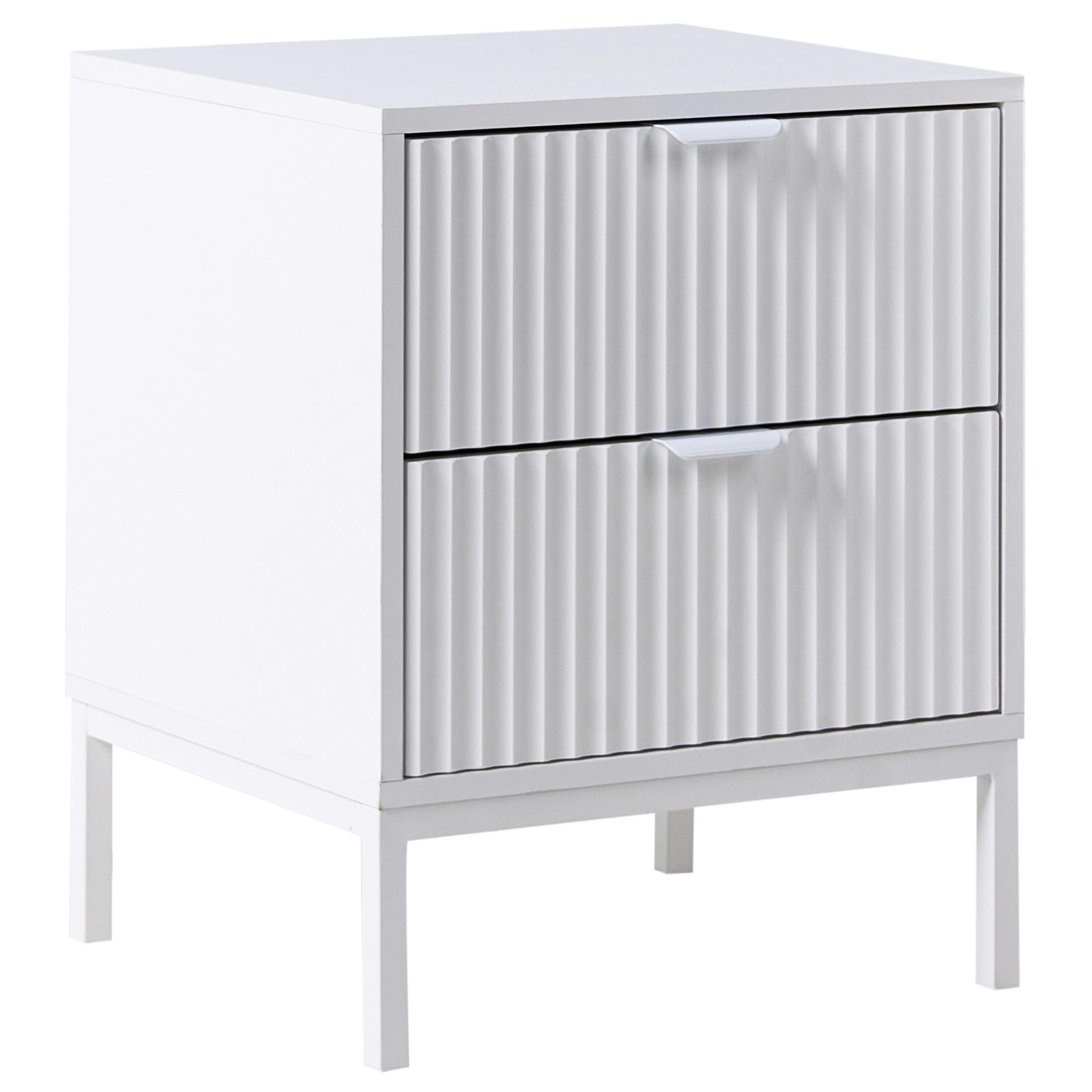 NACHTTISCH mit 2 Schubladen Weiß Adelaide - Weiß, Holzwerkstoff (40/45/55cm) - Beliani