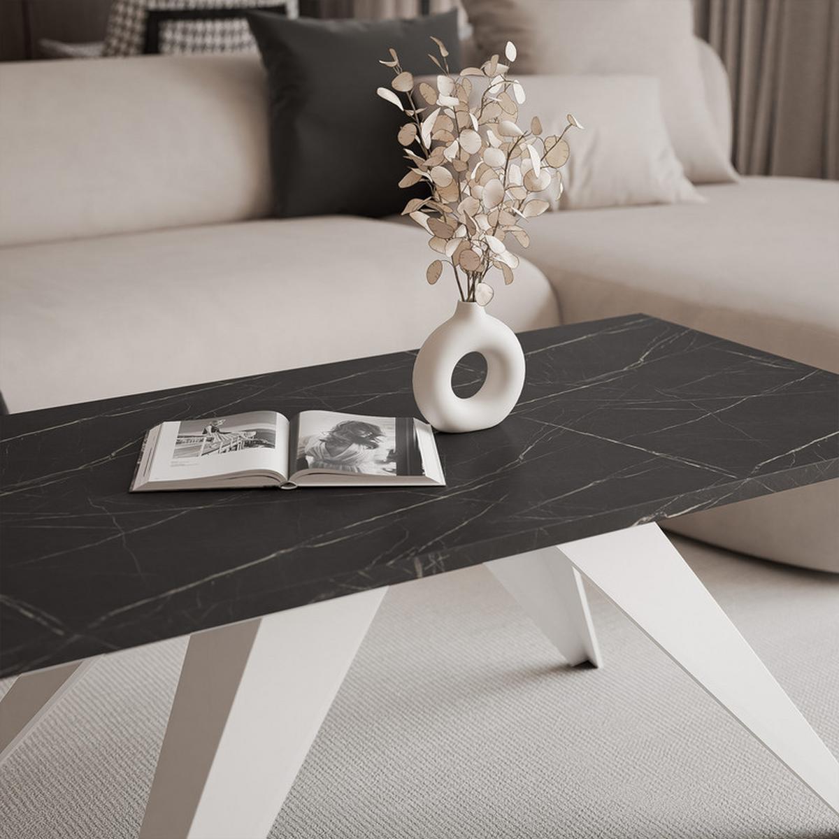COUCHTISCH AIRA 120/60/48 cm Rechteckig, Weiß/Grigia Pietra (Steingrau) - Weiß/Grau, Metall (60/120/48cm) - Idohome