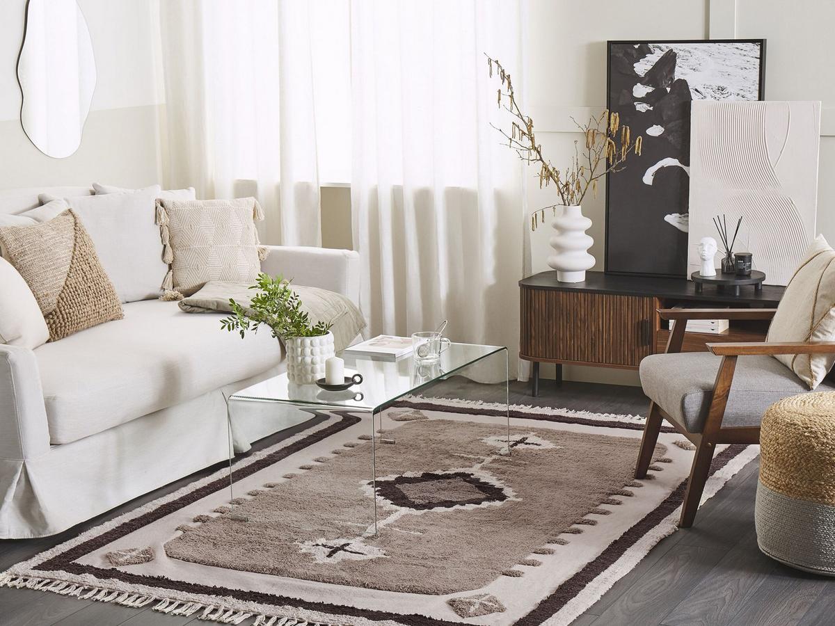 KURZFLOR-TEPPICH Geyve 200/140 cm - Beige, Textil (140/200cm) - Beliani