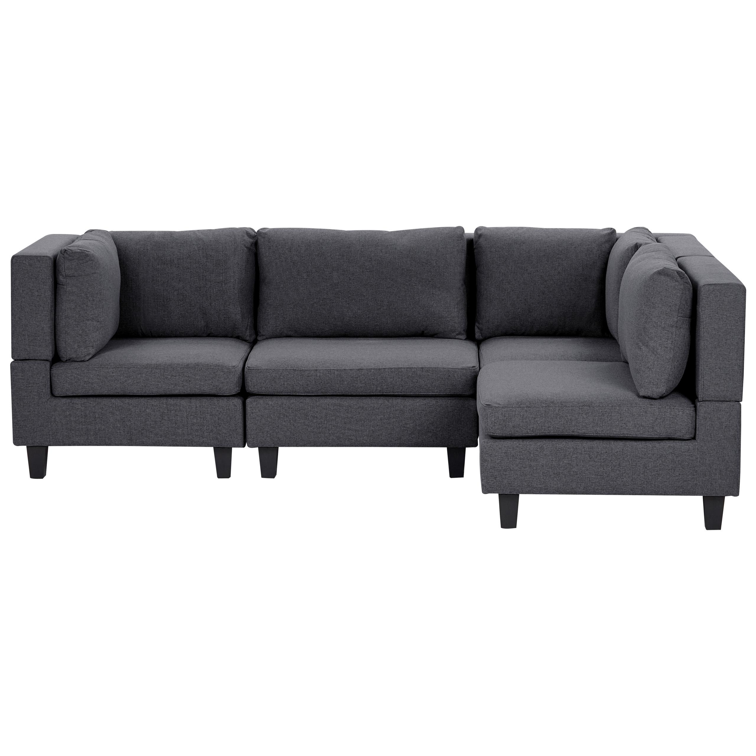 ECKSOFA Modul 4-Sitzer linksseitig Dunkelgrau Stoff Unstad - Dunkelgrau/Grau, Textil (228/152cm) - Beliani