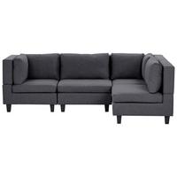 ECKSOFA Modul 4-Sitzer linksseitig Dunkelgrau Stoff Unstad - Dunkelgrau/Grau, Textil (228/152cm) - Beliani