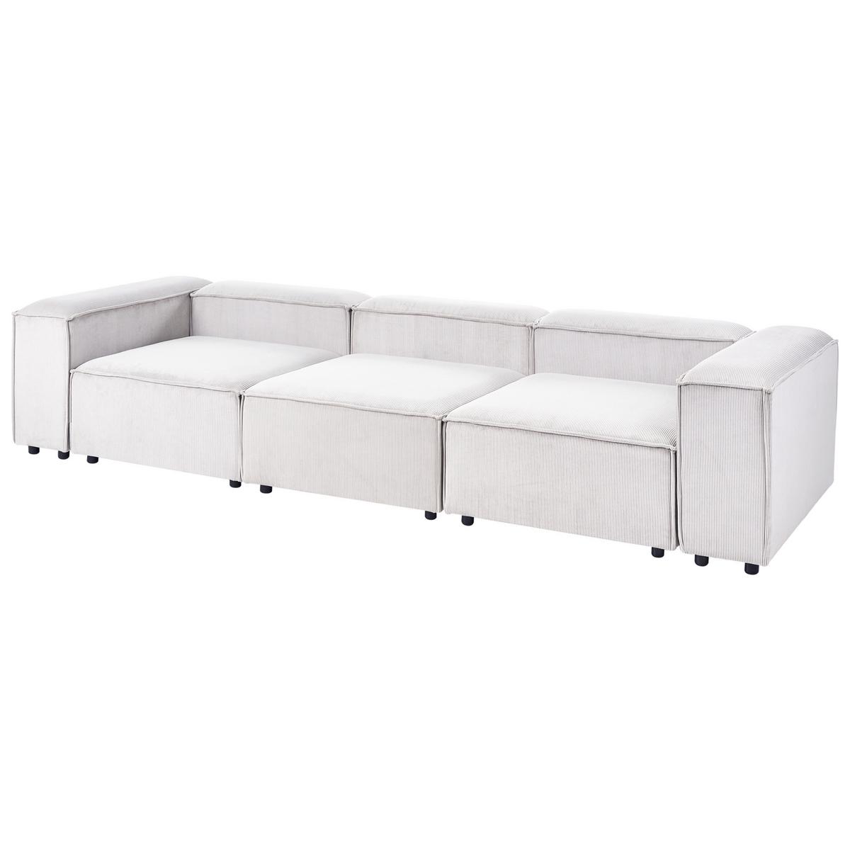 3-SITZER-MODULSOFA Cremeweiß Cord Ardal - Creme, Textil (328/68/120cm) - Beliani