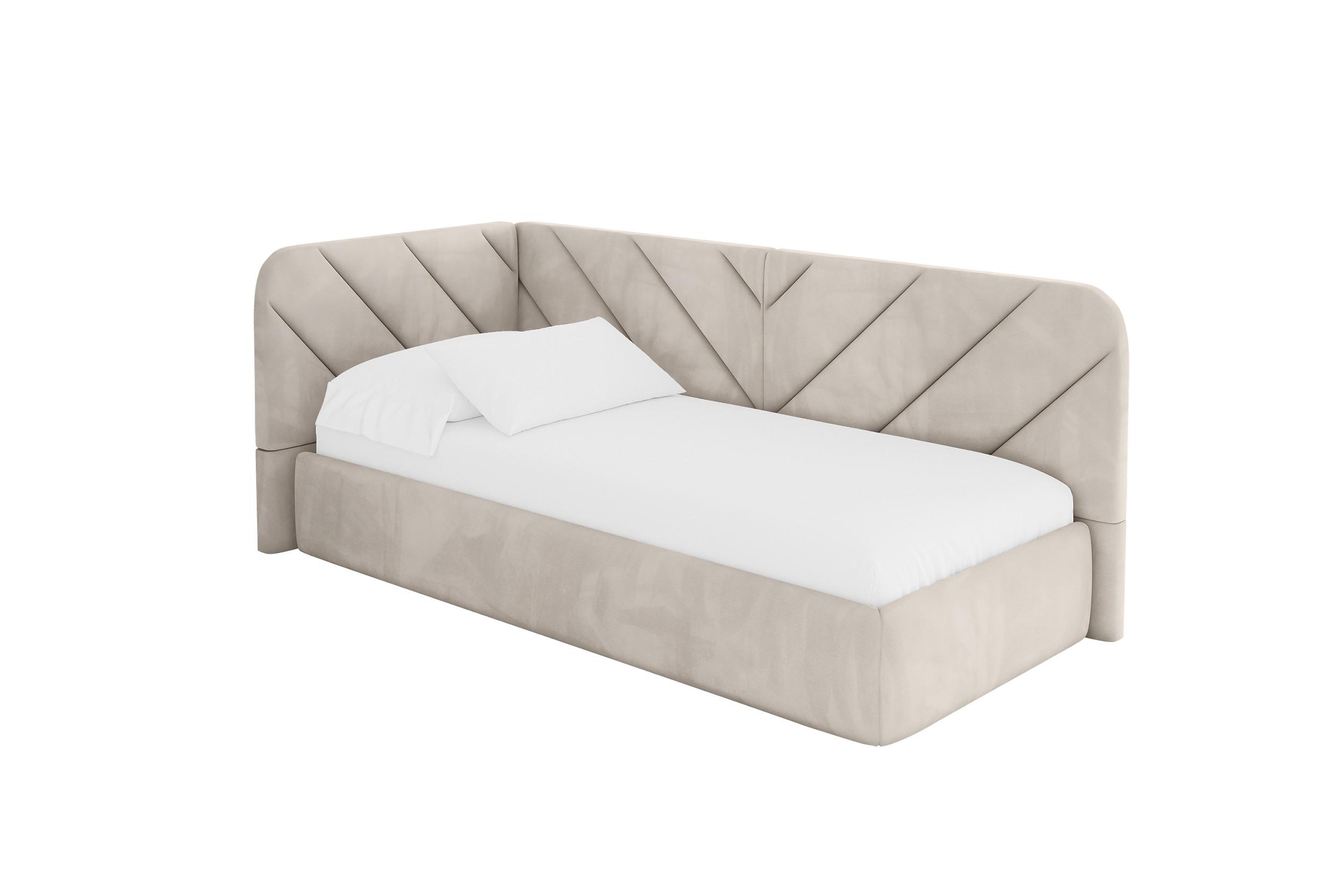 EINZELLBETT Jugendbett mit Bettkasten, Rechts - FIKY 100x200 Beige - Sandfarben, Holzwerkstoff/Textil (100/200cm) - ALTDECOR