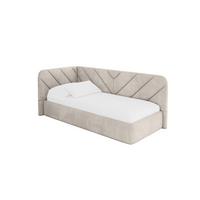 EINZELLBETT Jugendbett mit Bettkasten und Matratze H3/H4, Rechts - FIKY 90x200 Beige - Sandfarben, Holzwerkstoff/Textil (90/200cm) - ALTDECOR
