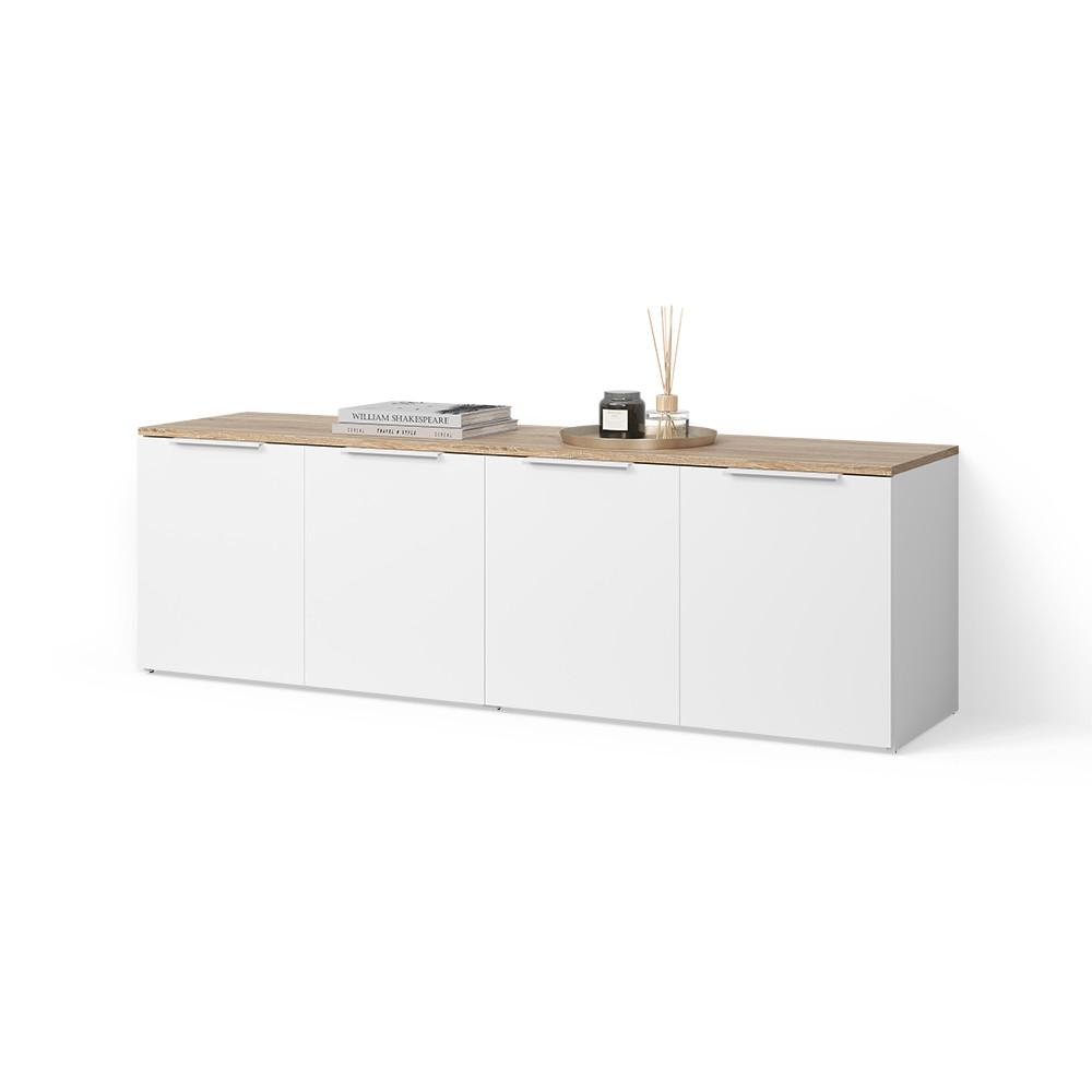 WOHNWAND Piave Weiß/Sonoma 2 Teile - Weiß/Sonoma Eiche, Holzwerkstoff (80/50/40cm) - Livinity®