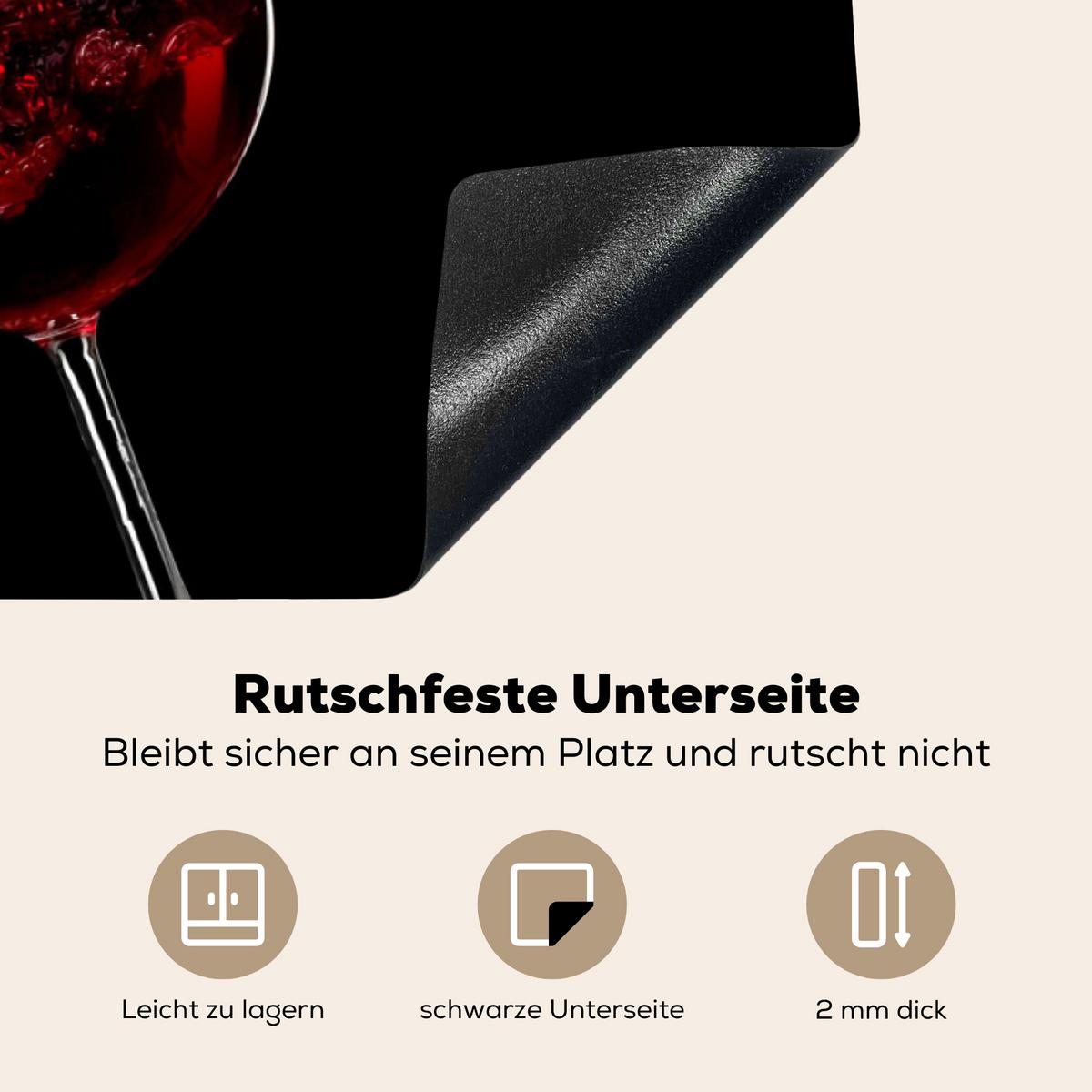HERDABDECKPLATTE Rotwein - Weißwein - Glas - Schwarz Ceranfeldabdeckung 90x52 cm - Weinrot, Kunststoff (90/52/0.2cm) - MuchoWow