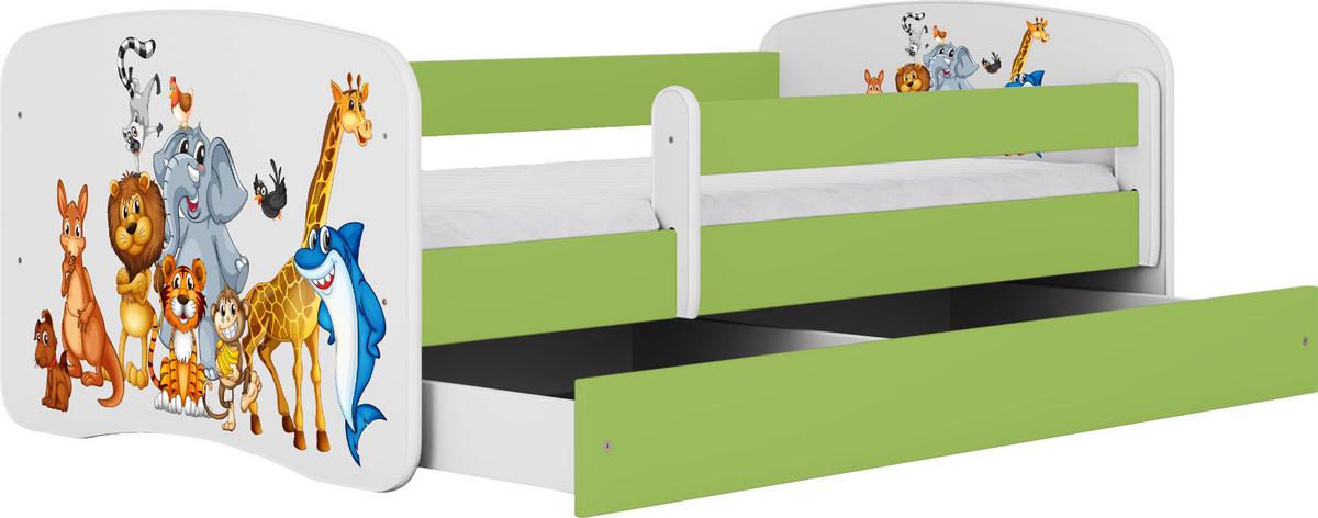 KINDERBETT Emily mit Schublade und Matratze, Grün 70x140 cm - Braun, Holzwerkstoff (140/70cm) - WFL GROUP