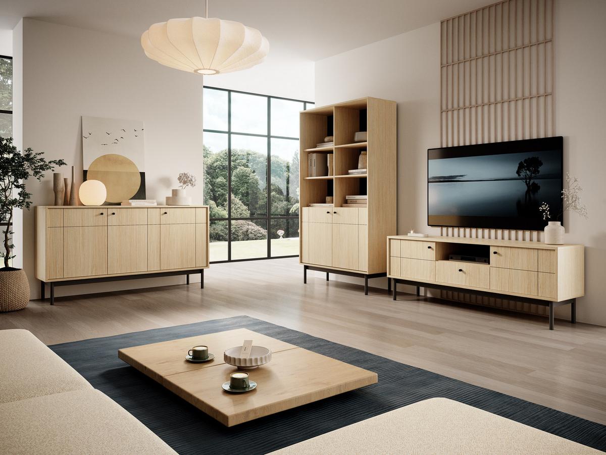 SIDEBOARD Cypressa 2T Braun 104/83/39 cm – mit Beinen auf Gestell - Schwarz/Braun, Holzwerkstoff (104/83/39cm) - AX Living