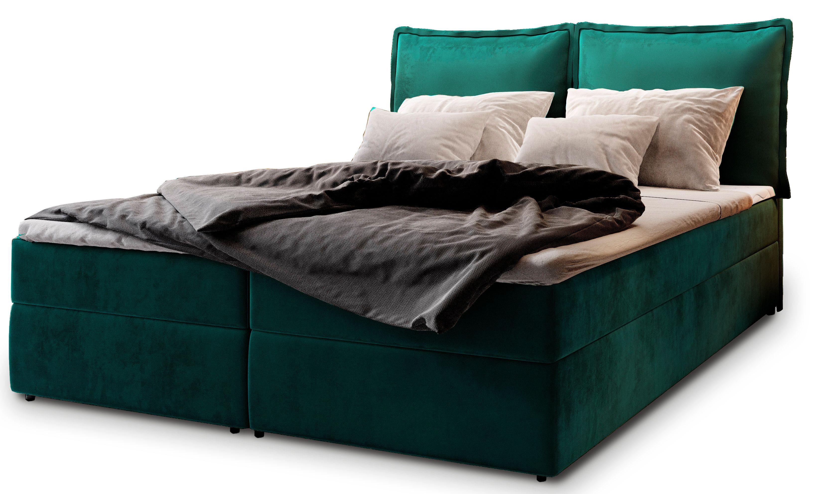 BOXBETT LENTE 140x200 cm mit Matratze und Topper - Grün - Grün, Holz (140/200cm) - MASSENO