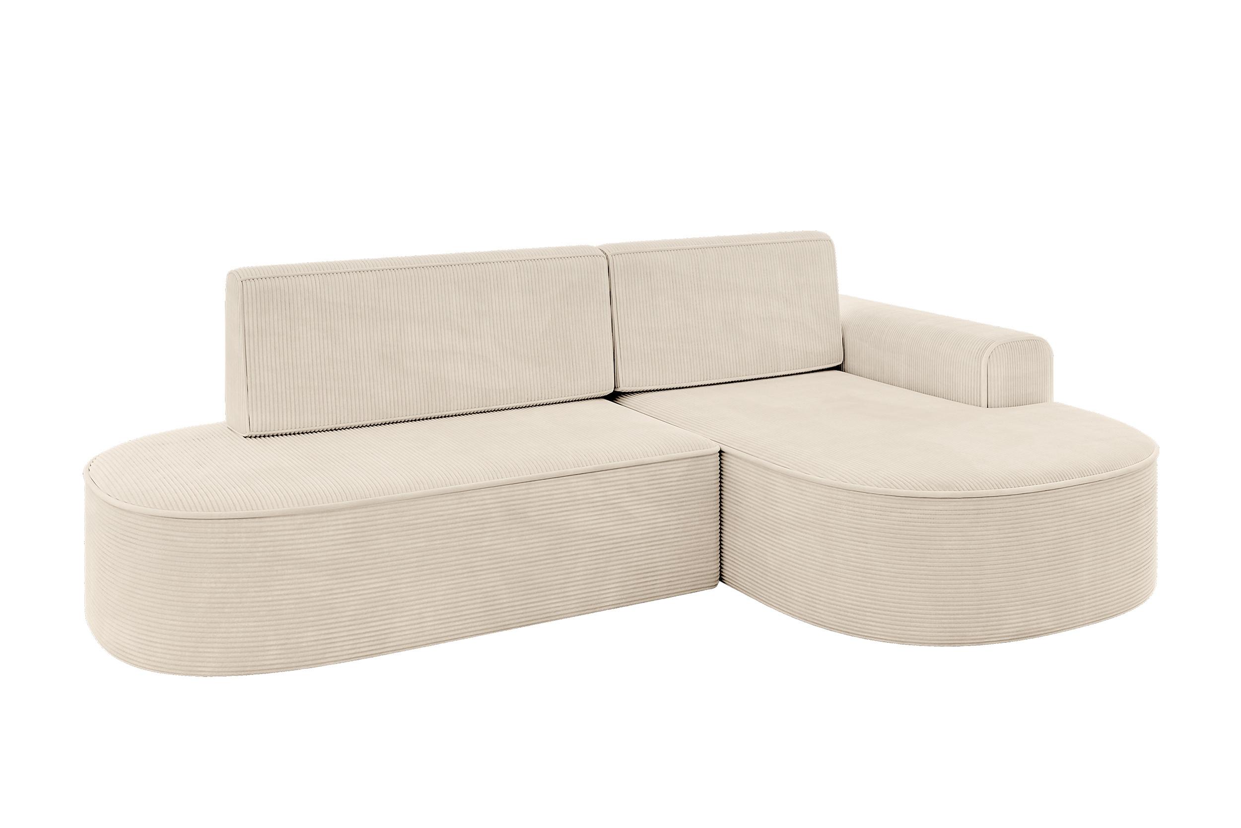 ECKSOFA mit Schlaffunktion und Bettkasten Ottomane Rechts MARI-L1-S - 283x167x73 cm Beige Cord - Cognac/Schwarz, Holzwerkstoff/Kunststoff (167/283cm) - ALTDECOR