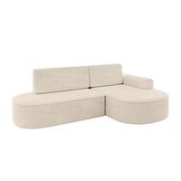ECKSOFA mit Schlaffunktion und Bettkasten Ottomane Rechts MARI-L1-S - 283x167x73 cm Beige Cord - Cognac/Schwarz, Holzwerkstoff/Kunststoff (167/283cm) - ALTDECOR